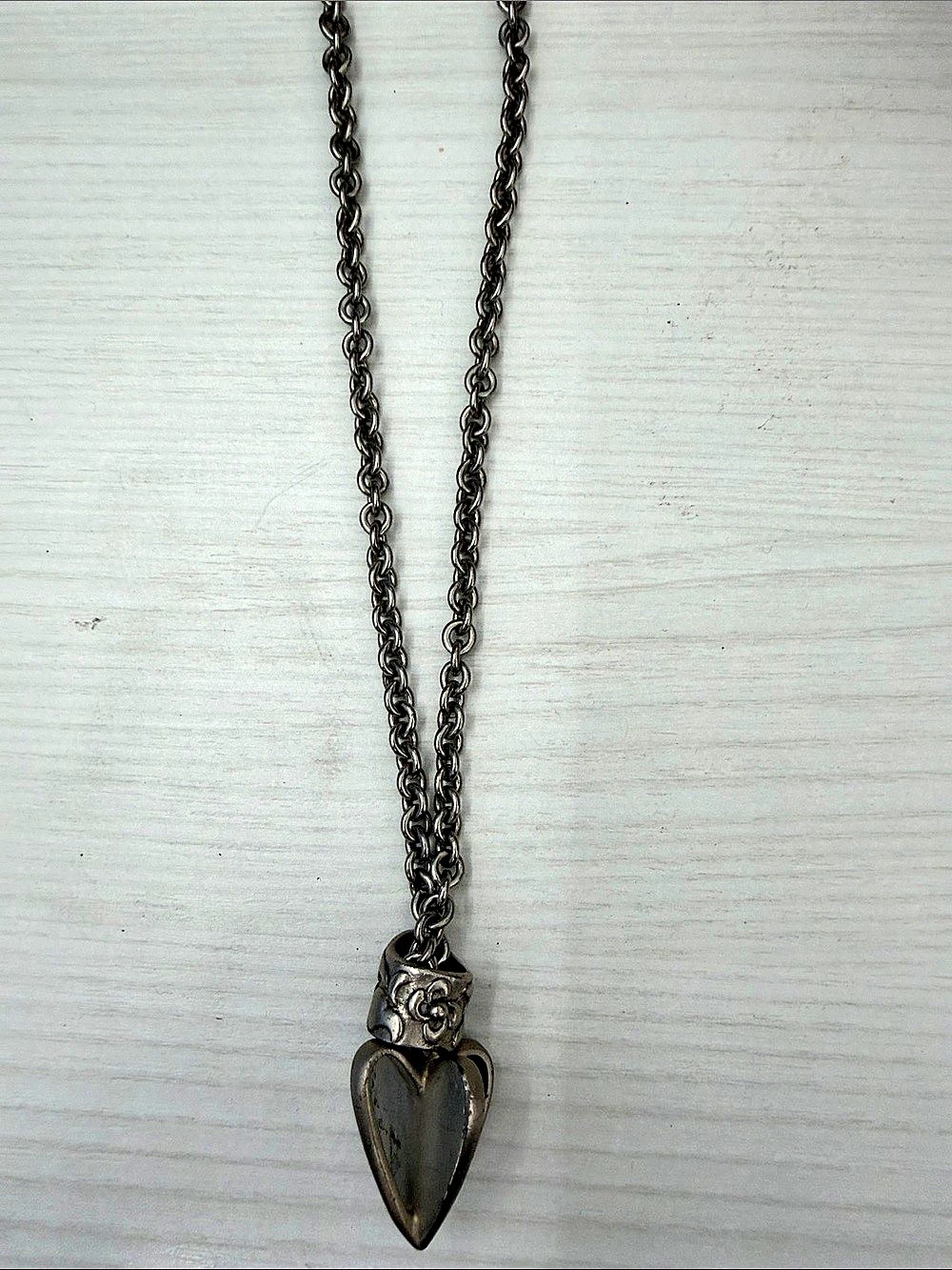 Gunmetal Heart Pendant Necklace